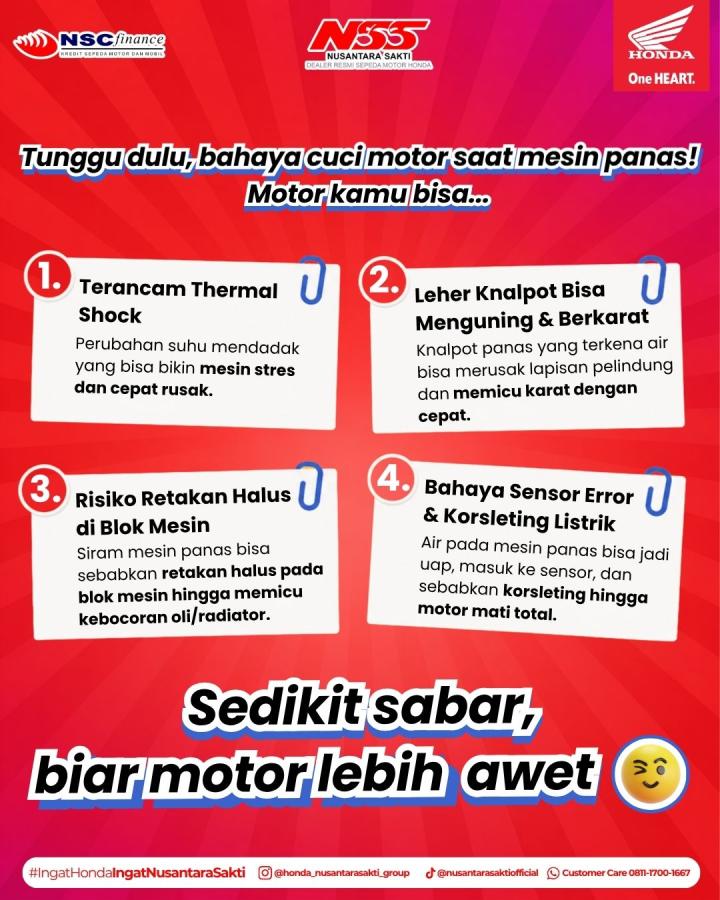 Hindari Cuci Motor Saat Mesin Panas, NSS Kedaton Ingatkan Risiko Kerusakan